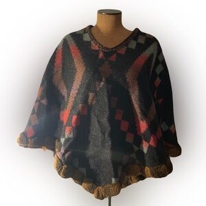 Tasha Polizza Geometric Patterned Poncho/cape Sweater size 1
